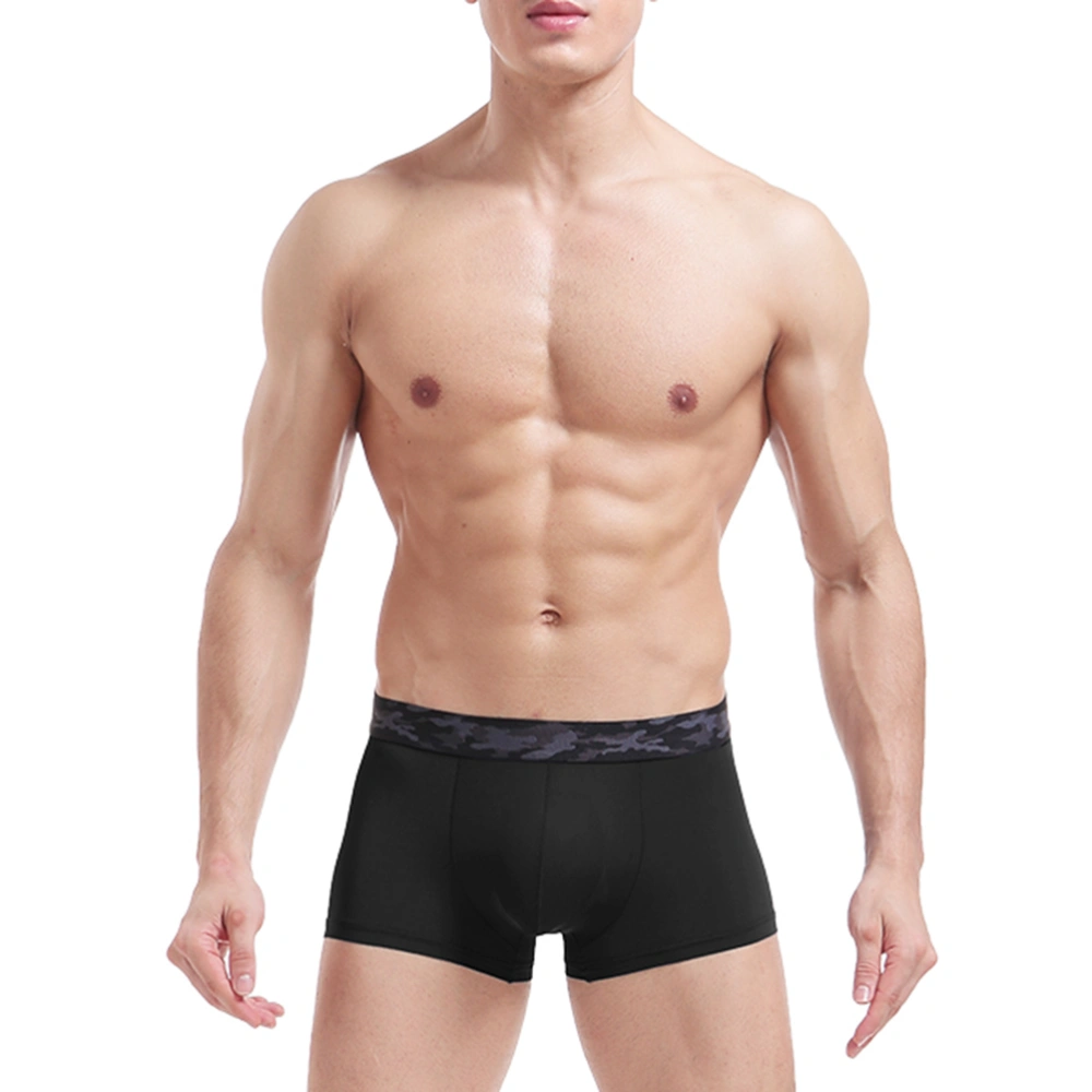 Men's Boxers Ultra-thin Breathable Ice Silk Seamless Boxershorts (Black) - Size 3XL