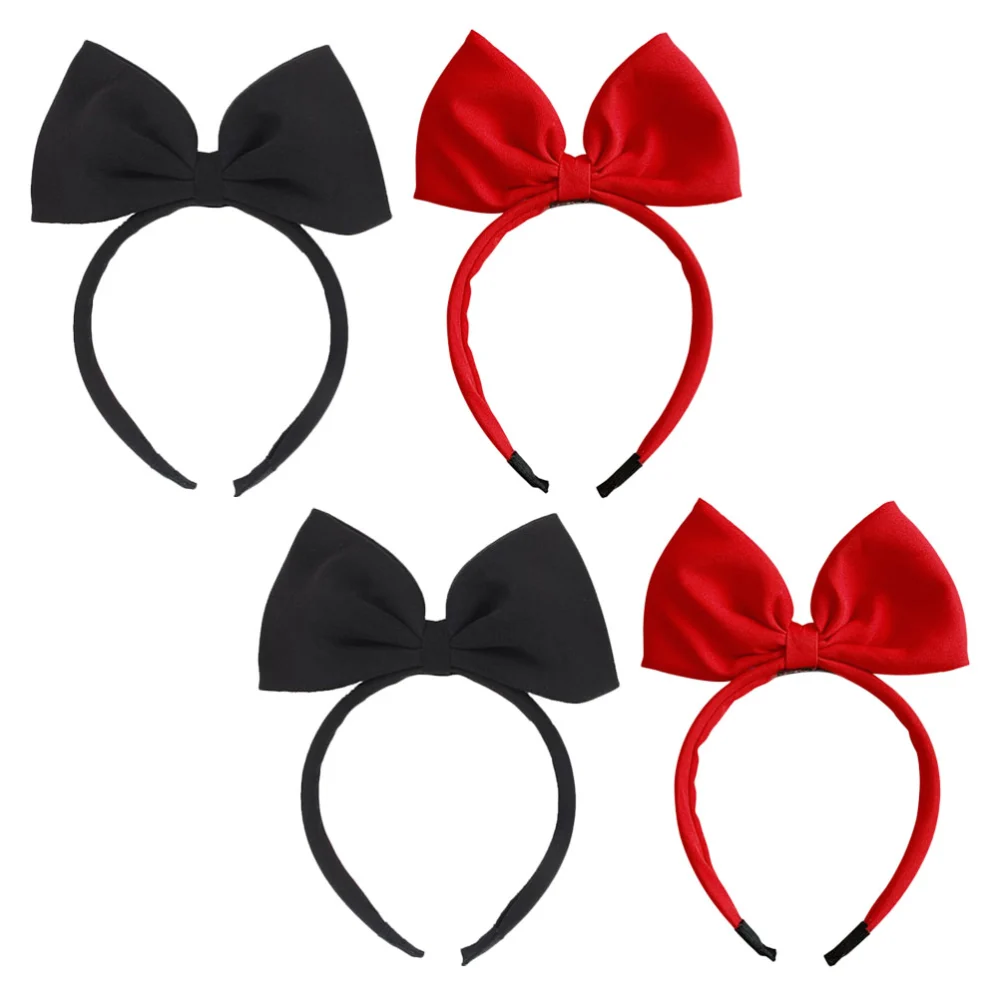 4Pcs Lovely Big Bow Headband Women Decorative Headband Women Hair Decor