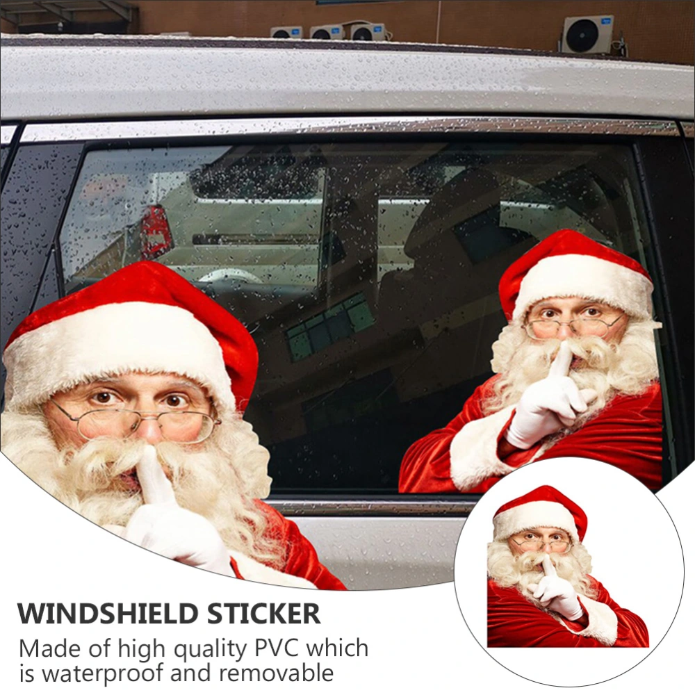 1 Sheet Car Window Sticker 3D Santa Claus Pattern Car Rear Window Xmas Decal