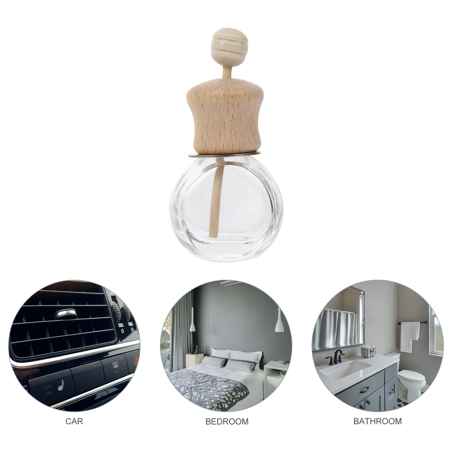 3Pcs Air Vent Essential Oil Diffuser Wooden Lid Rotatable Perfume Containers
