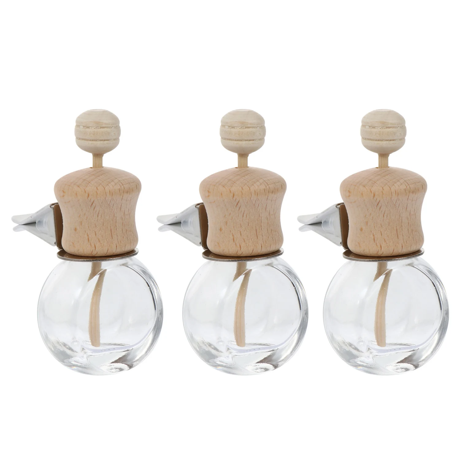 3Pcs Air Vent Essential Oil Diffuser Wooden Lid Rotatable Perfume Containers