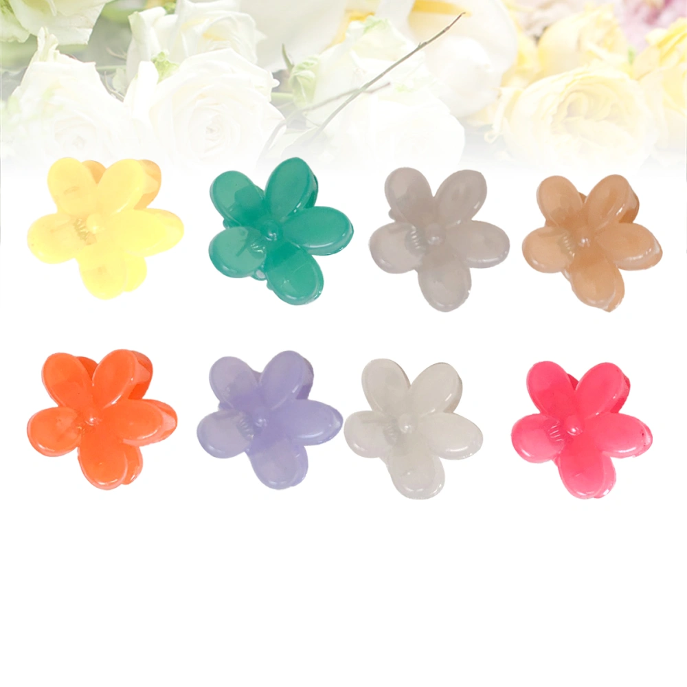 24pcs Jelly Color Mini Hair Claws Flower Shape Small Hair Clamps for Girls Women Lady (Random Color)