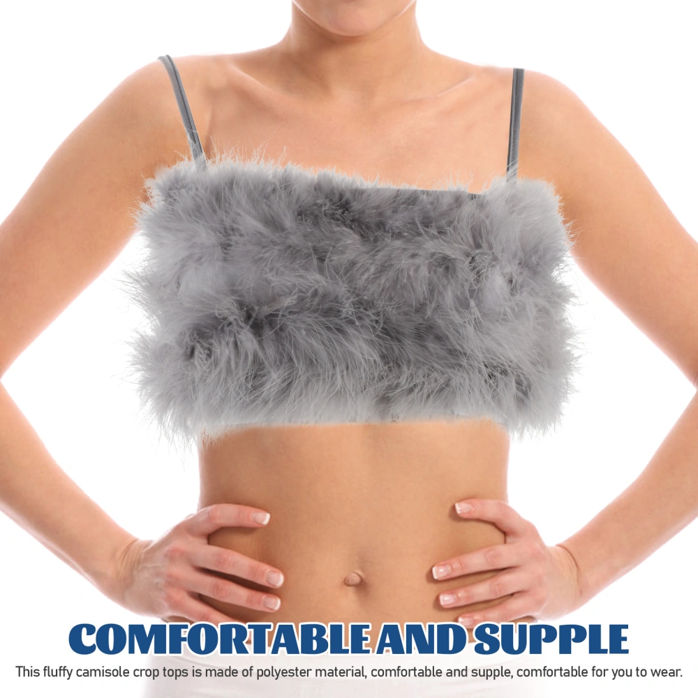 Fluffy Camisole Woman Furry Tank Tops Fluffy Crop Top Women Strap Camisole