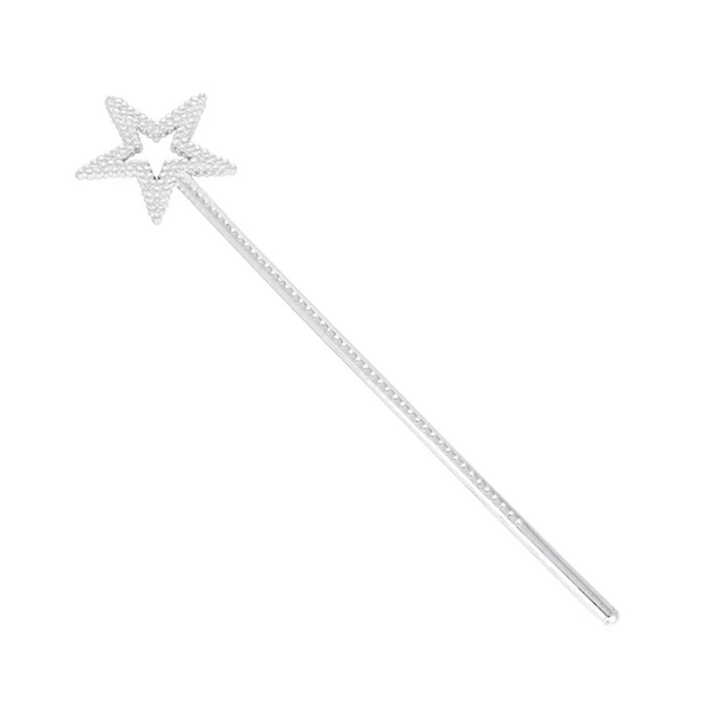 6pcs Silver Plastic Wands Star Pentagram Design Angel Fairy Stick for Girls Birthday Party Cosplay