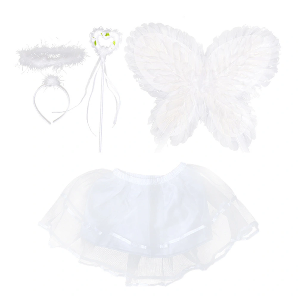 1 Set Performing Suit Show Dress Fairy Costume Clothes Skirt Headdress Wing Set