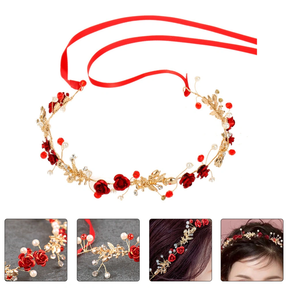 Women Headdress Girl Alloy Headpiece Bride Graceful Headband Pearl Headdress