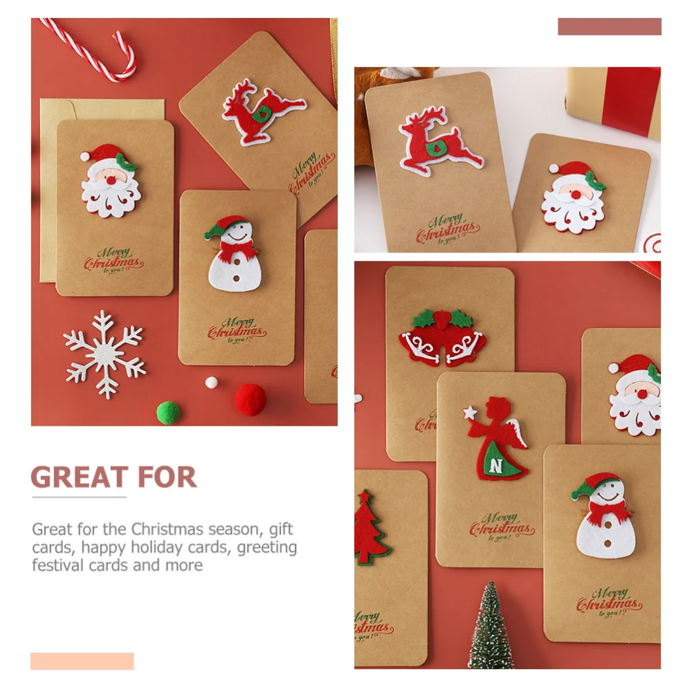 12Pcs Christmas Elements Message Cards Blessing Cards Festival Greeting Cards