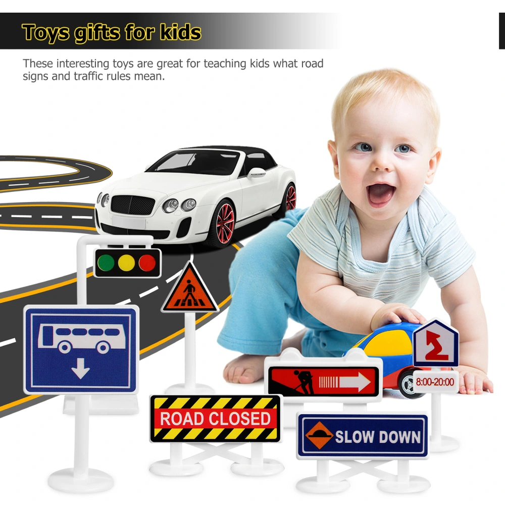 Play Traffic Signs for Kids Road Signs Set Street Signal Traffic Toys Models Kit for Children