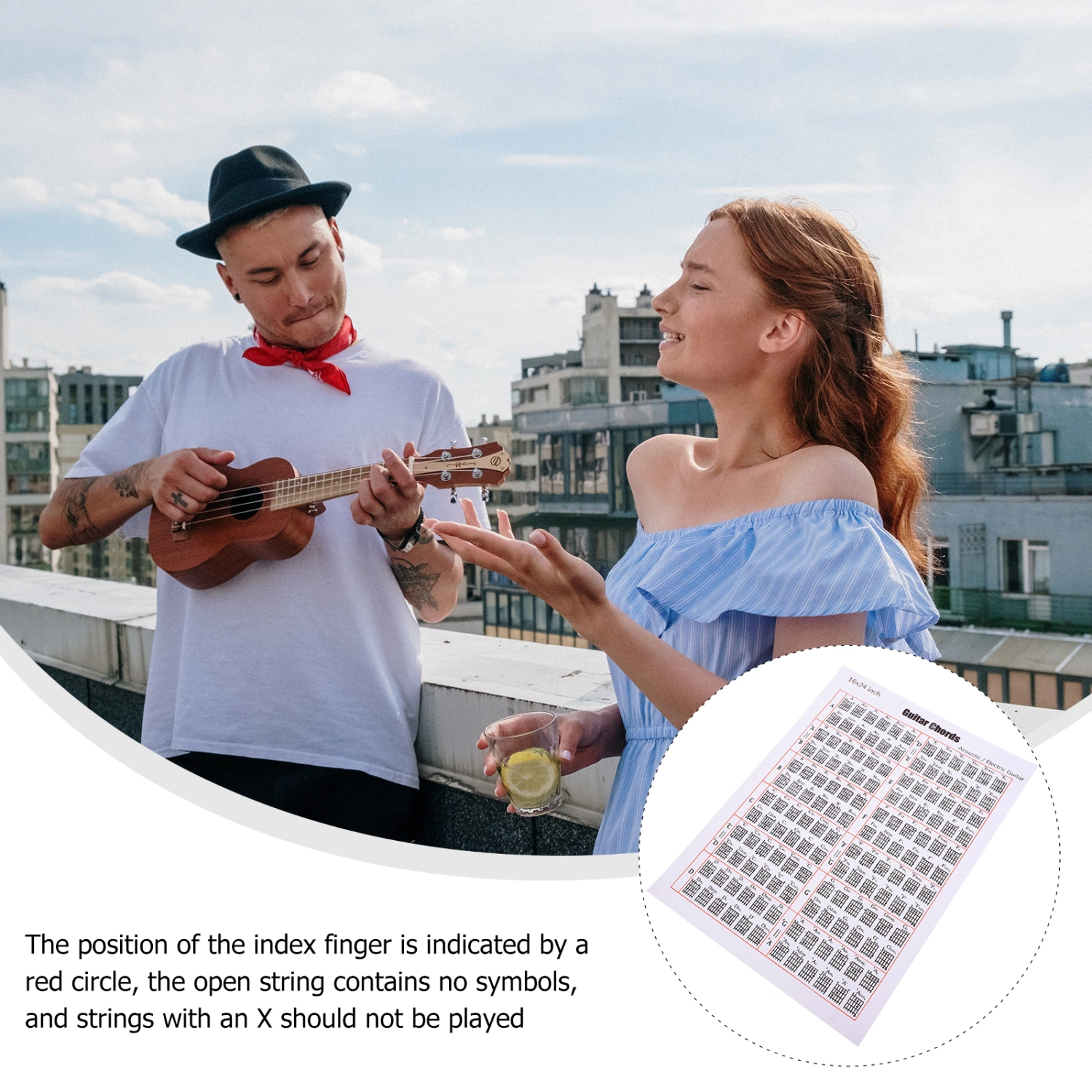 1Pc Guitar Chord Practice Chart Guitar Beginners Note Chart Finger Guide Chart (White)