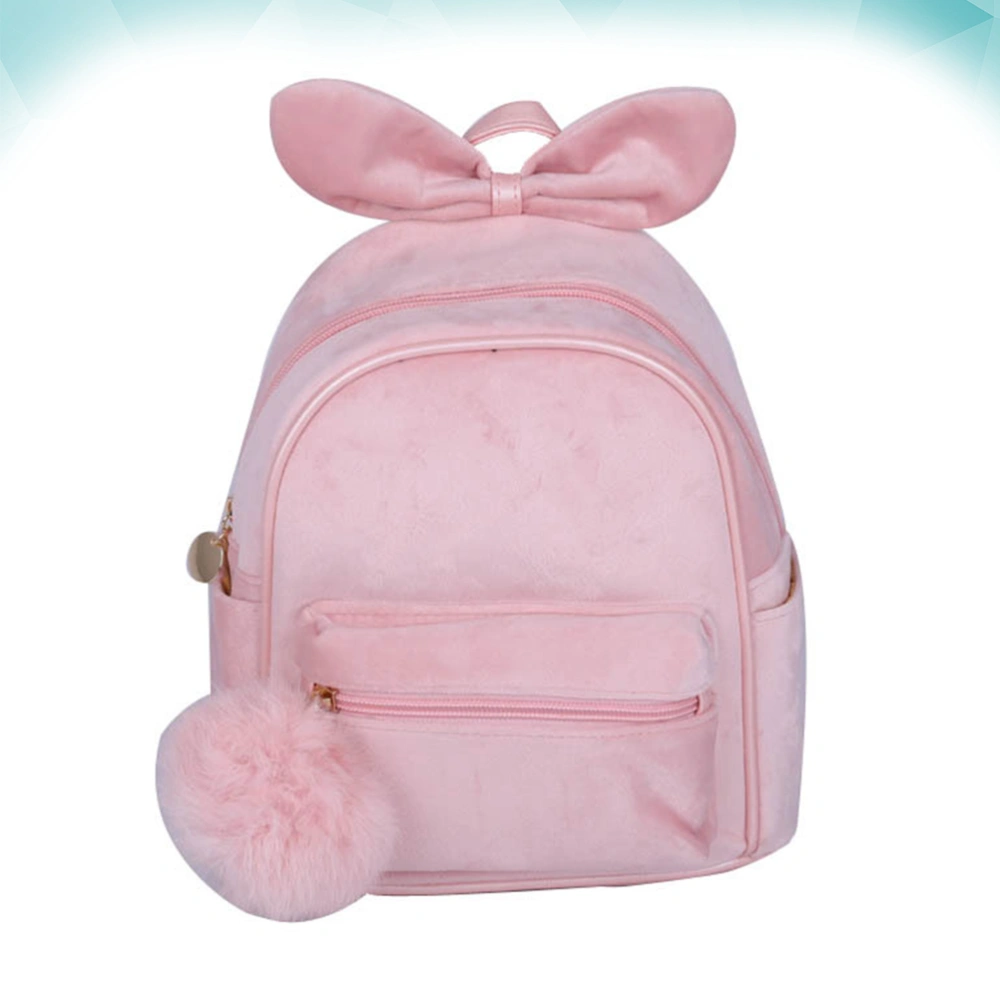 Plush School Bag Leisure Mini Backpack Harajuku Style Shoulder Bag Outdoor Camping Travel Knapsack (Pink)