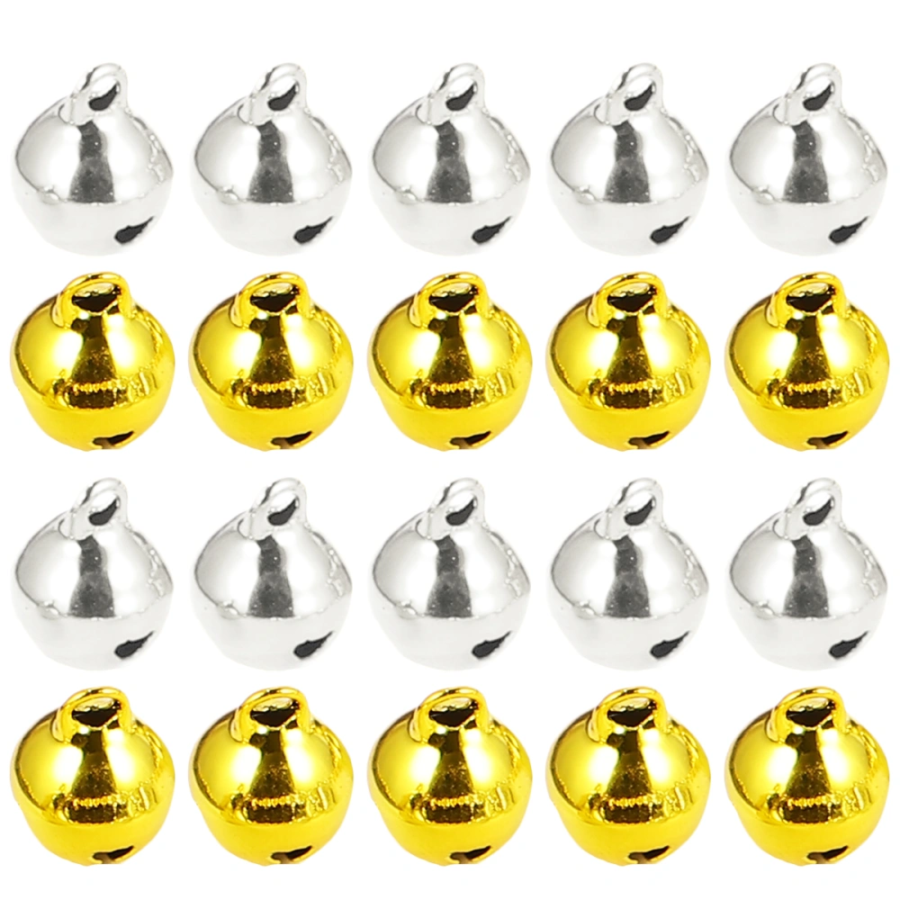 200Pcs Jingle Bells Keychain Pendant Bells Crafts Pet Bells DIY Tree Pendant (8mm, Golden, Silver for Each 100Pcs)