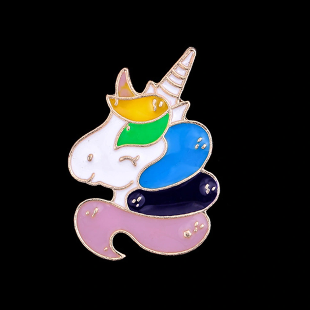 7PCS Colorful Unicorn Brooches Alloy Cartoon Breastpin for Girls Women Lady Random Style