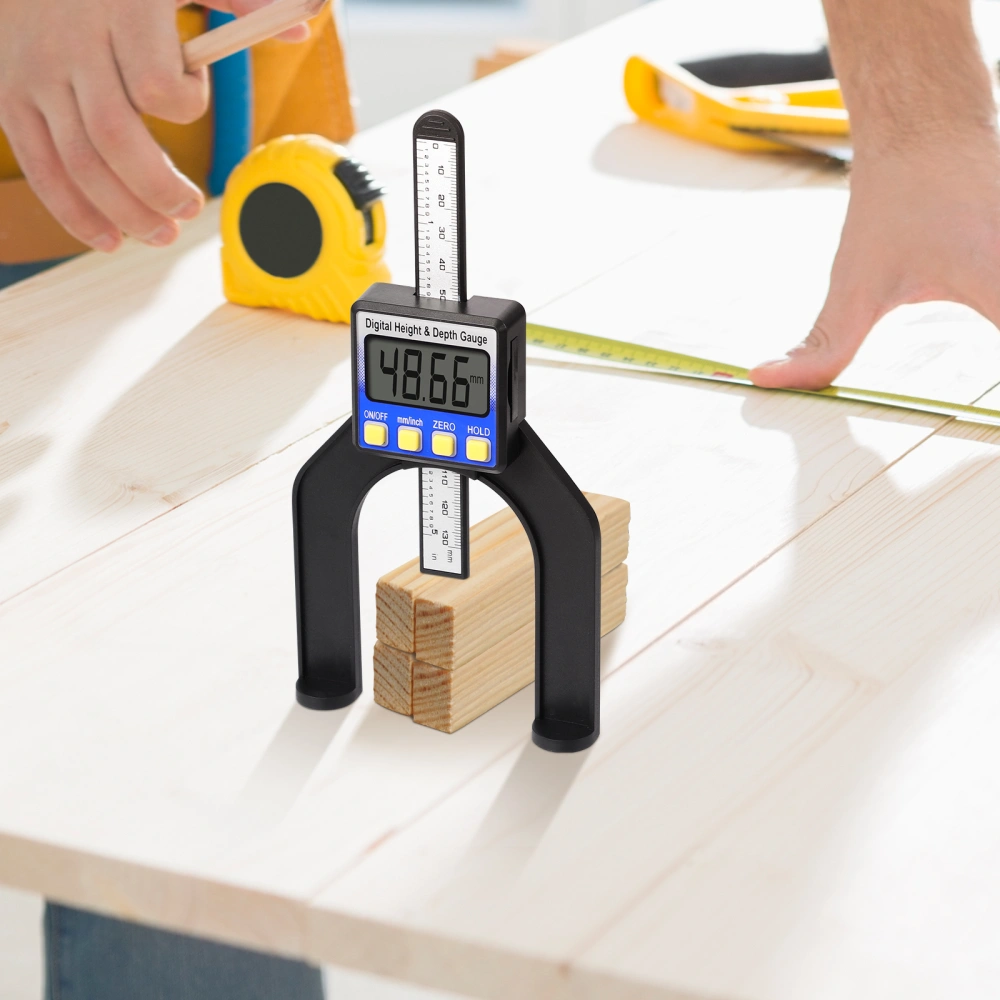 ULTECHNOVO 2 in 1 Digital Display Carpenter Table Height Ruler Depth Gauge Height Depth Measure Tool