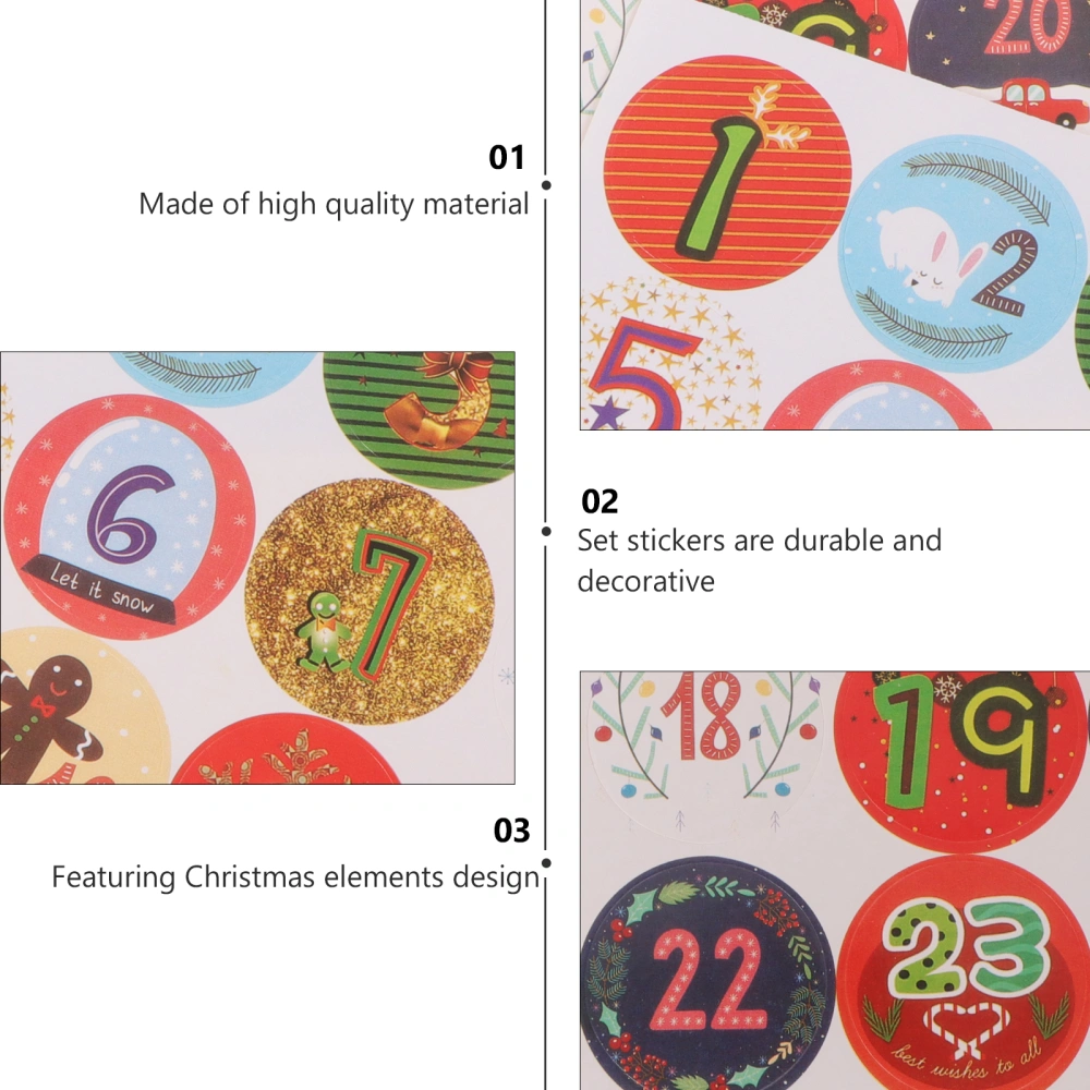 50Pcs Christmas Number Calendar Gift Bag Sealing Stickers Adhesive Gift Stickers