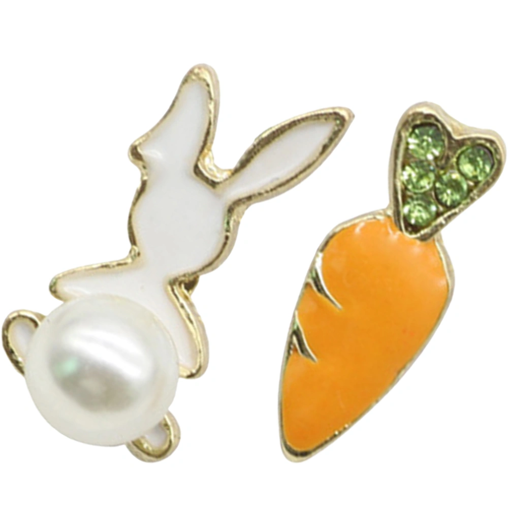 1 Pair Bunny Carrot Earrings Asymmetrical  Stud Earrings Easter Earrings Jewelry