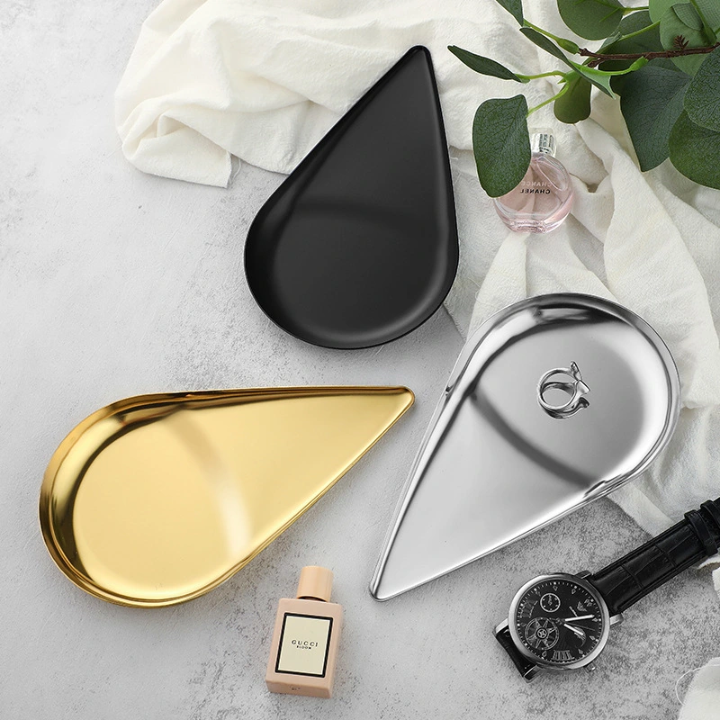 Ring Holder Stainless Steel Jewelry Storage Plate Trinket Tray Multi-functional Dessert Plate