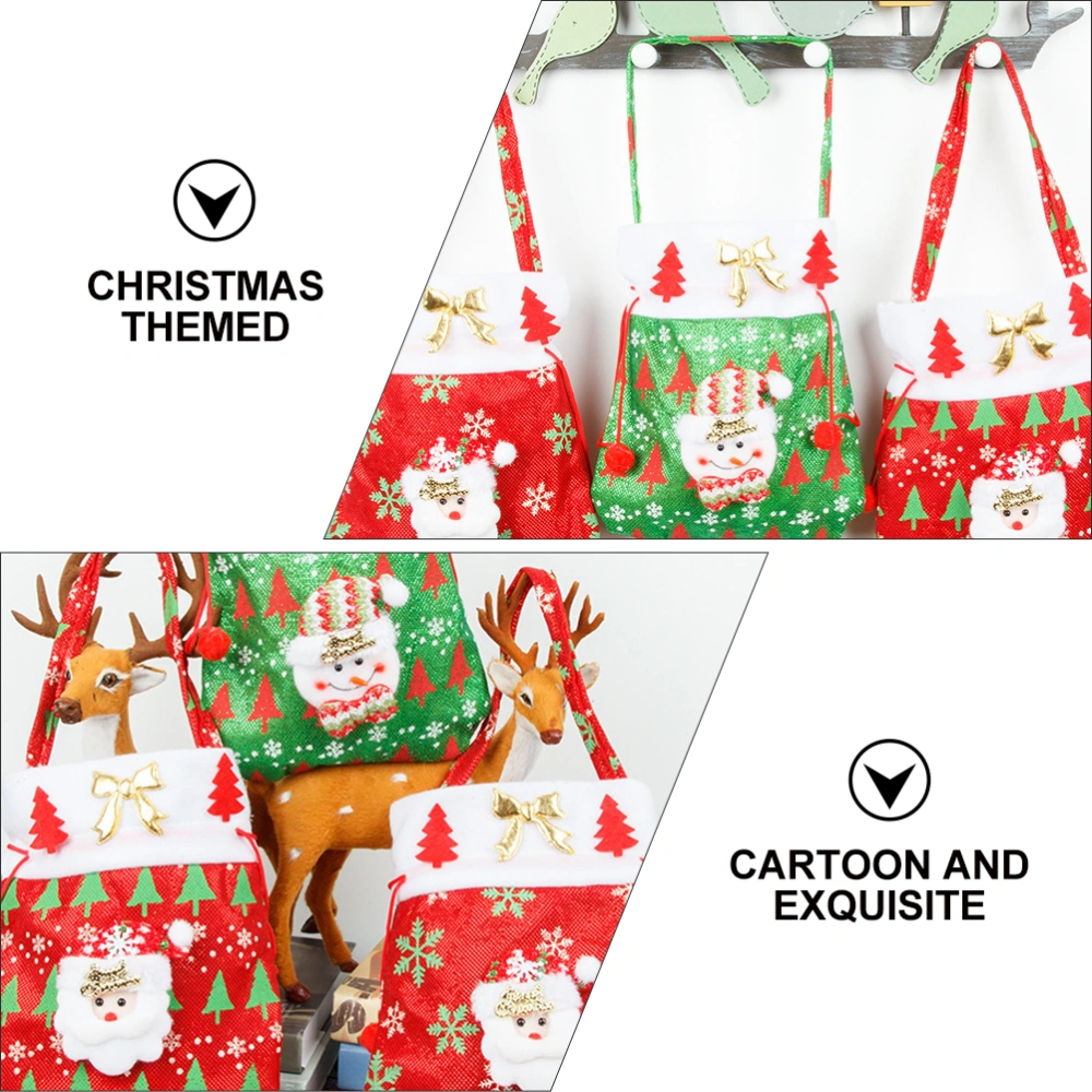 3Pcs Christmas Gift Bags Candy Pouch Santa Claus Souvenir Holder (Mixed Color)