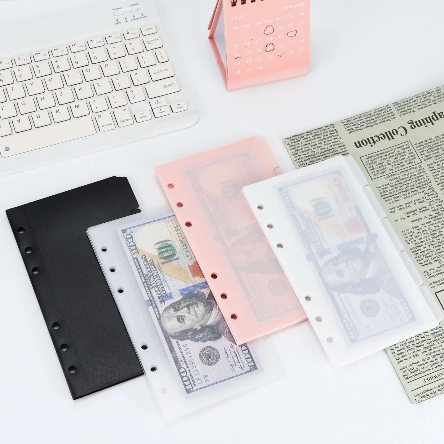 1 Set Binder Pockets Document Wallet 6 Holes Binder Pockets Plastic Binder Folders Bag