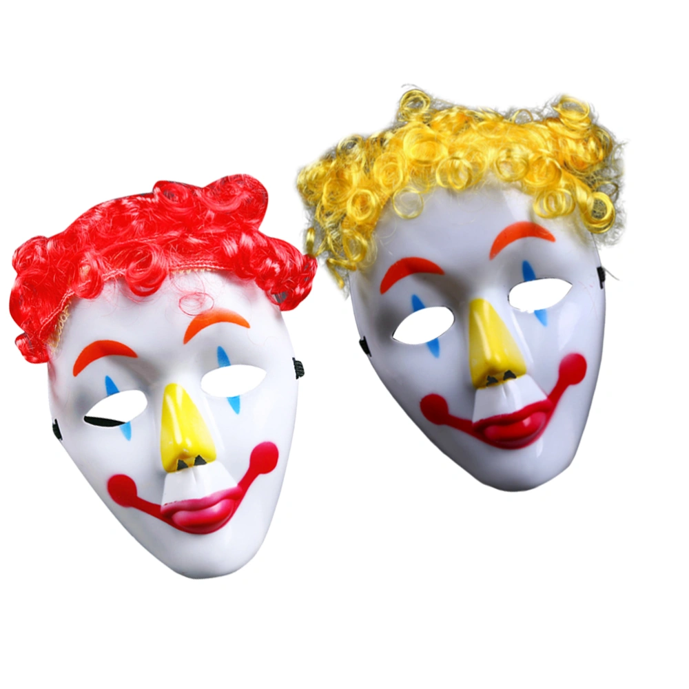 2pcs Hip-hop Clown Mask with Wig Clown Dress-Up Mask Performance Tool for Costumes Parties Cosplay April Fools Day (Random Color)