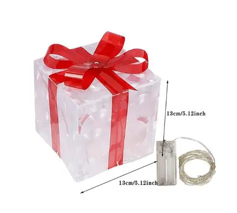 Christmas Lighted Gift Box Ribbon Xmas Present Box with Light Glowing Present Box No Battery