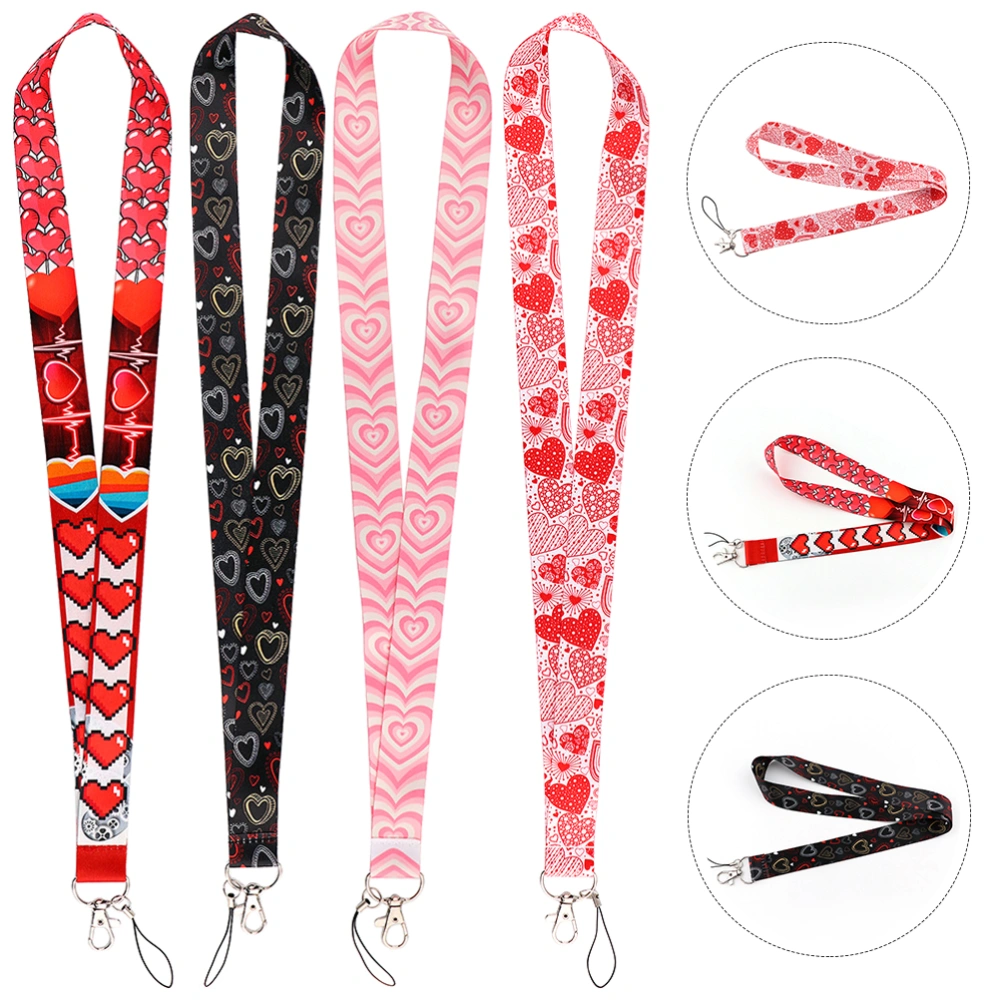 4pcs Long Hanging Ropes Decorative ID Card Hanging Straps Hanging Ropes for Valentine's Day