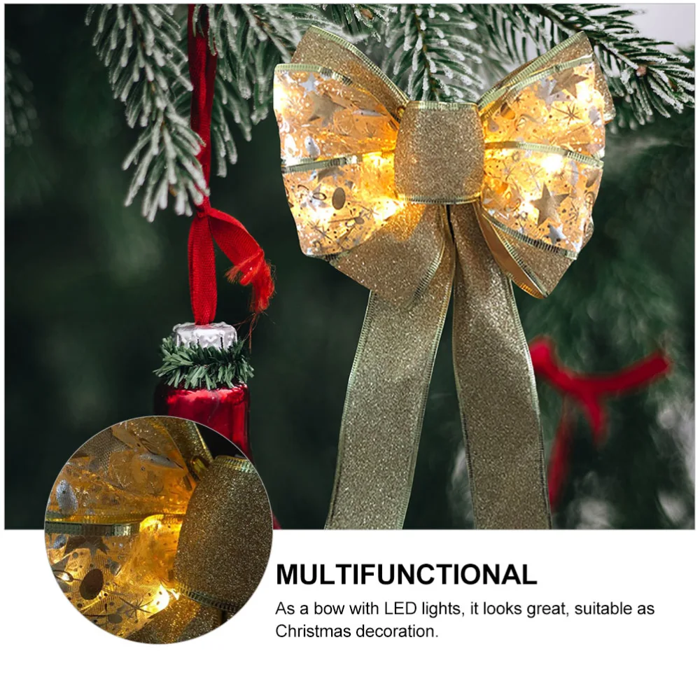 2 Pcs Exquisite Beautiful Bows With Lights, Decorative Bows for Christmas (Assorted Color)