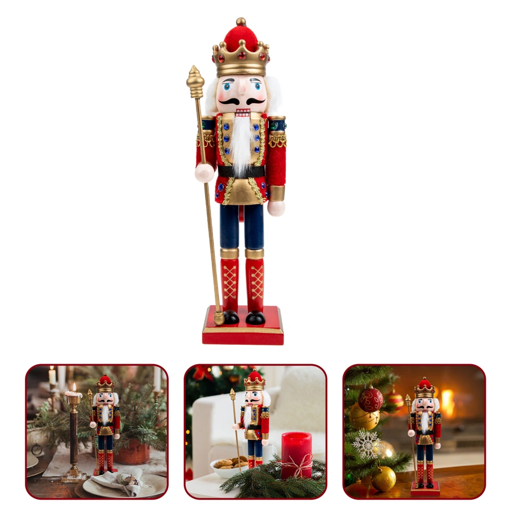 Christmas Wooden Cartoon Soldier Nutcracker Adorn Desktop Creative Wood Puppet Ornament