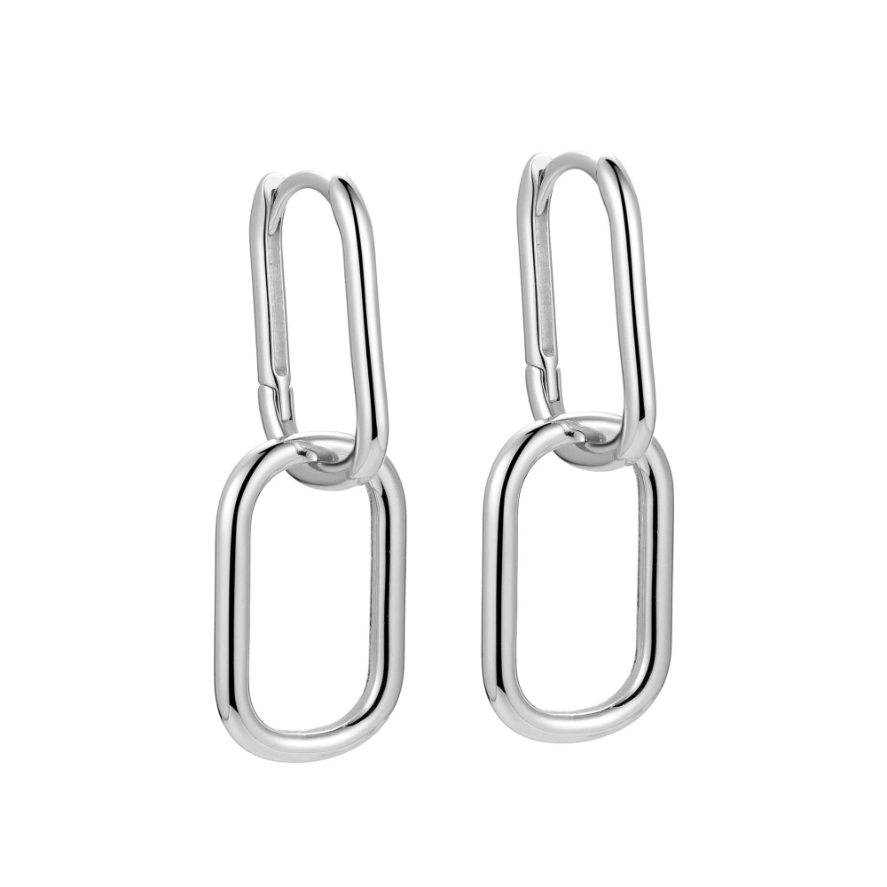 1 Pair of Sterling Double Hoops Earrings Women Hoops Earrings Ears Hoops Earrings