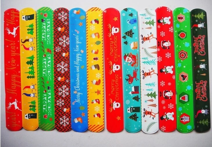 48 pcs Christmas Slap Bracelets Cute Snap Wristbands Xmas Slap Wristbands for Children