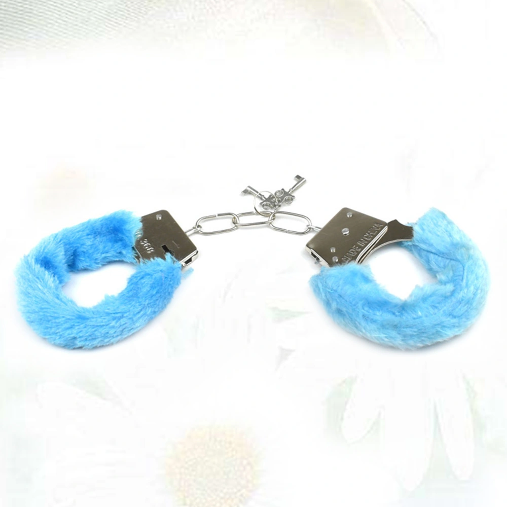 Adjustable Plush Sex Handcuffs Sex Restraining Toy Adult Bondage Pleasure Toy (Blue)