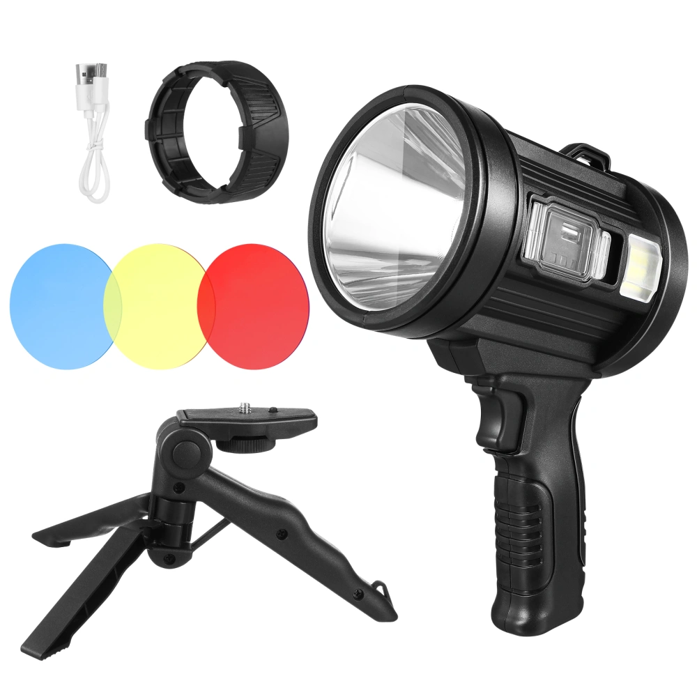 LED Searchlight Rechargeable Side Light Handheld Flashlight 34700Lm Super Bright Spotlight with Tripod for Camping Fishing