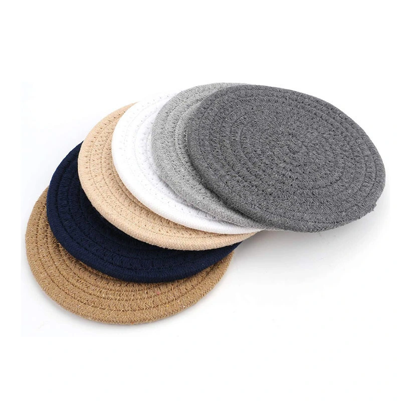 4pcs Cotton Placemat Heat-resistant Table Cup Mat Tabletop Protection Pot Cushion Round Coasters