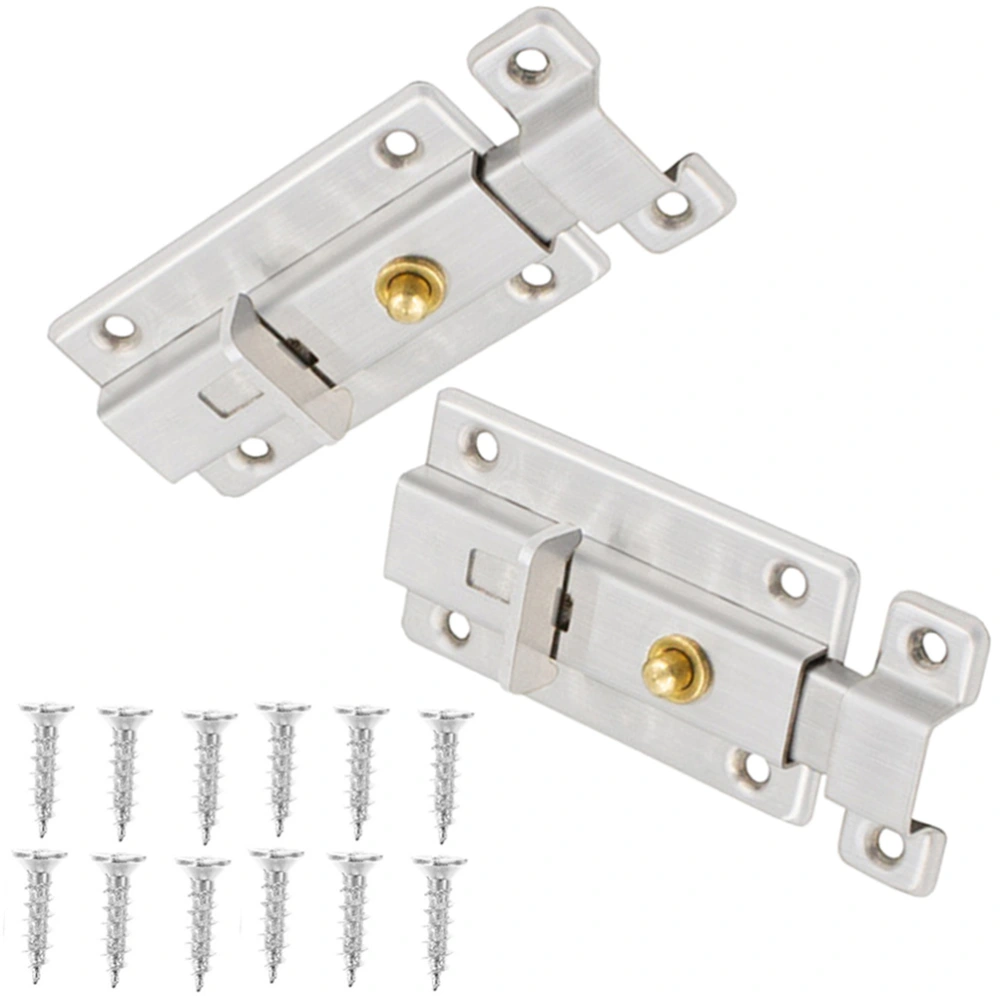 2 Sets Sliding Door Latches Stainless Safety Door Latches Locks Barrel Bolts with Screws