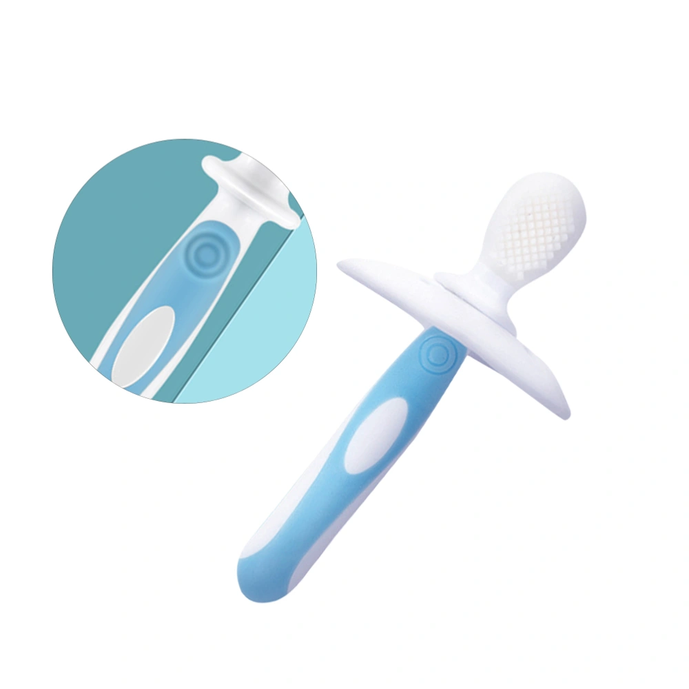 Bristle Toothbrush Baby Oral Teeth Cleaning Toothbrush Baby Silicone Training Toothbrush (Blue)