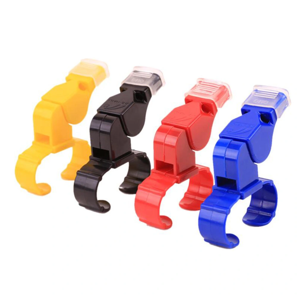 4pcs Plastic Whistle Football Cheerleading Referee Sports Whistle Safety Survival Whistle for Football Soccer Outdoor Activities Emergency (Random Color)