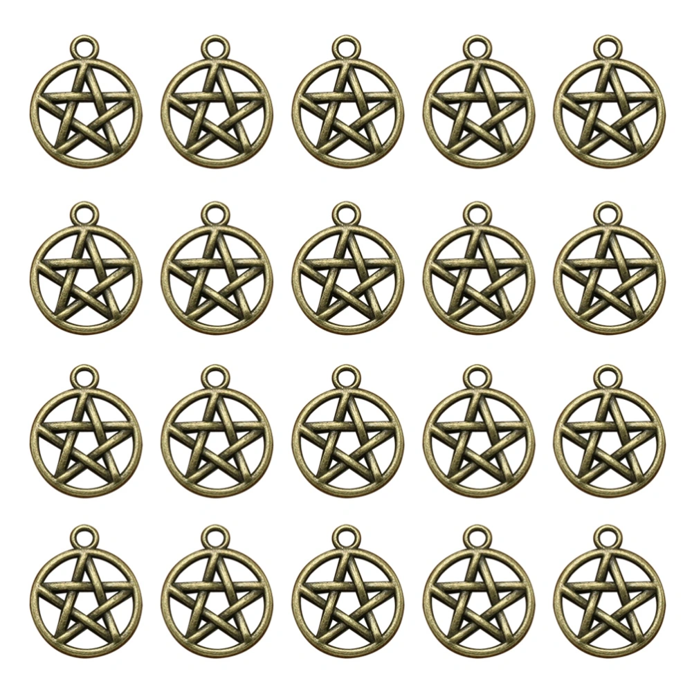 20pcs Round Alloy Hollow out Star Pendants Charms DIY Jewelry Making Accessory for Necklace Bracelet (Bronze)