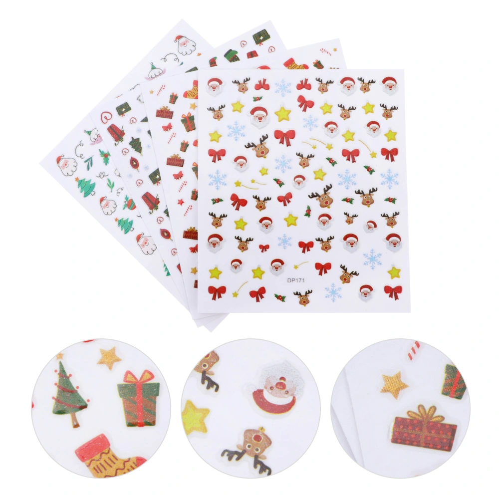 8 Sheets Christmas Nail Stickers Self-Adhesive Nail Decals Nail Art Stickers Tip