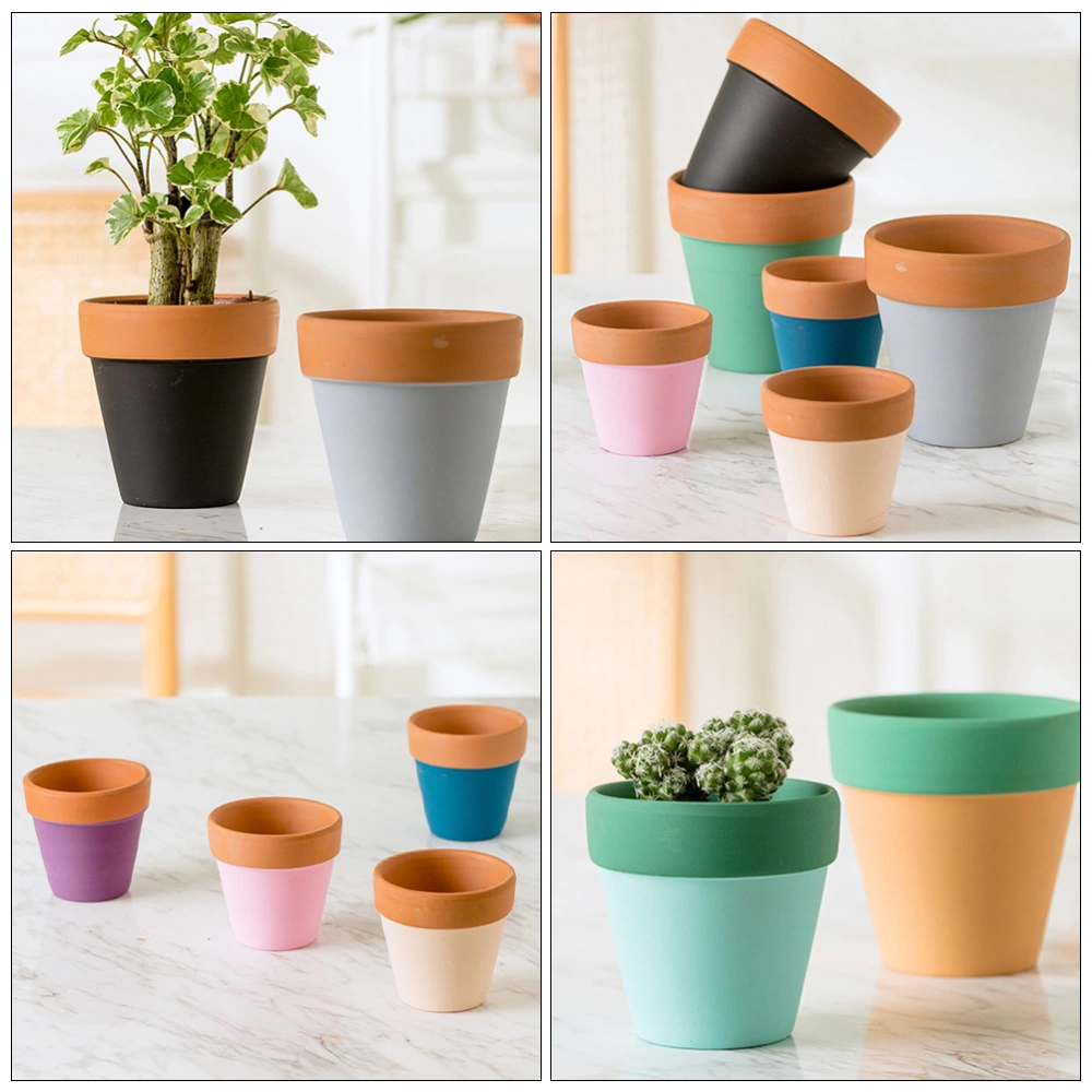 10 Pcs Colorful Flowerpots Indoor Plant Pots Creative Ceramic Gardening Planters