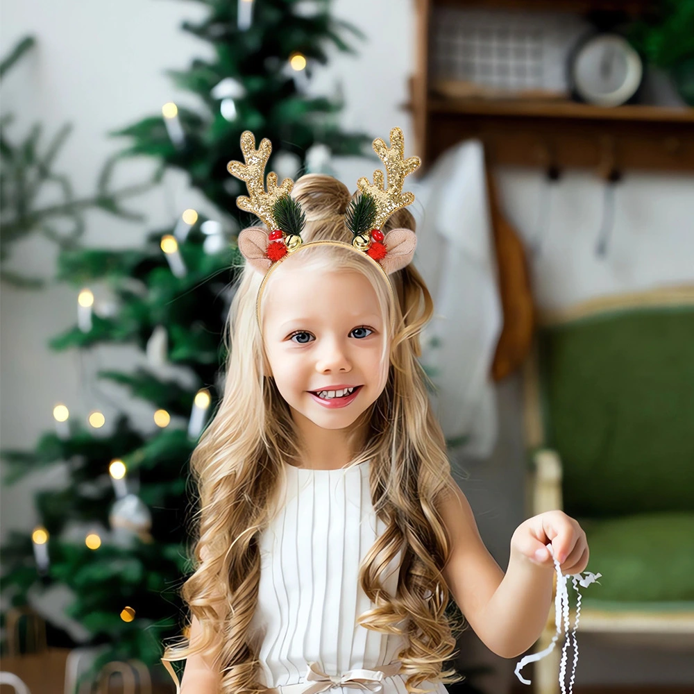 Christmas Reindeer Antler Headband Antler Bell Hair Band Antler Hair Clasp