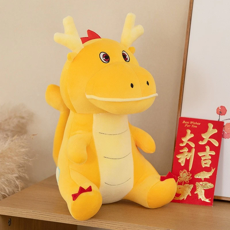 Stuffed Dragon Doll Chinese Dragon Doll Cartoon Dragon Ornament New Year Mascot Doll