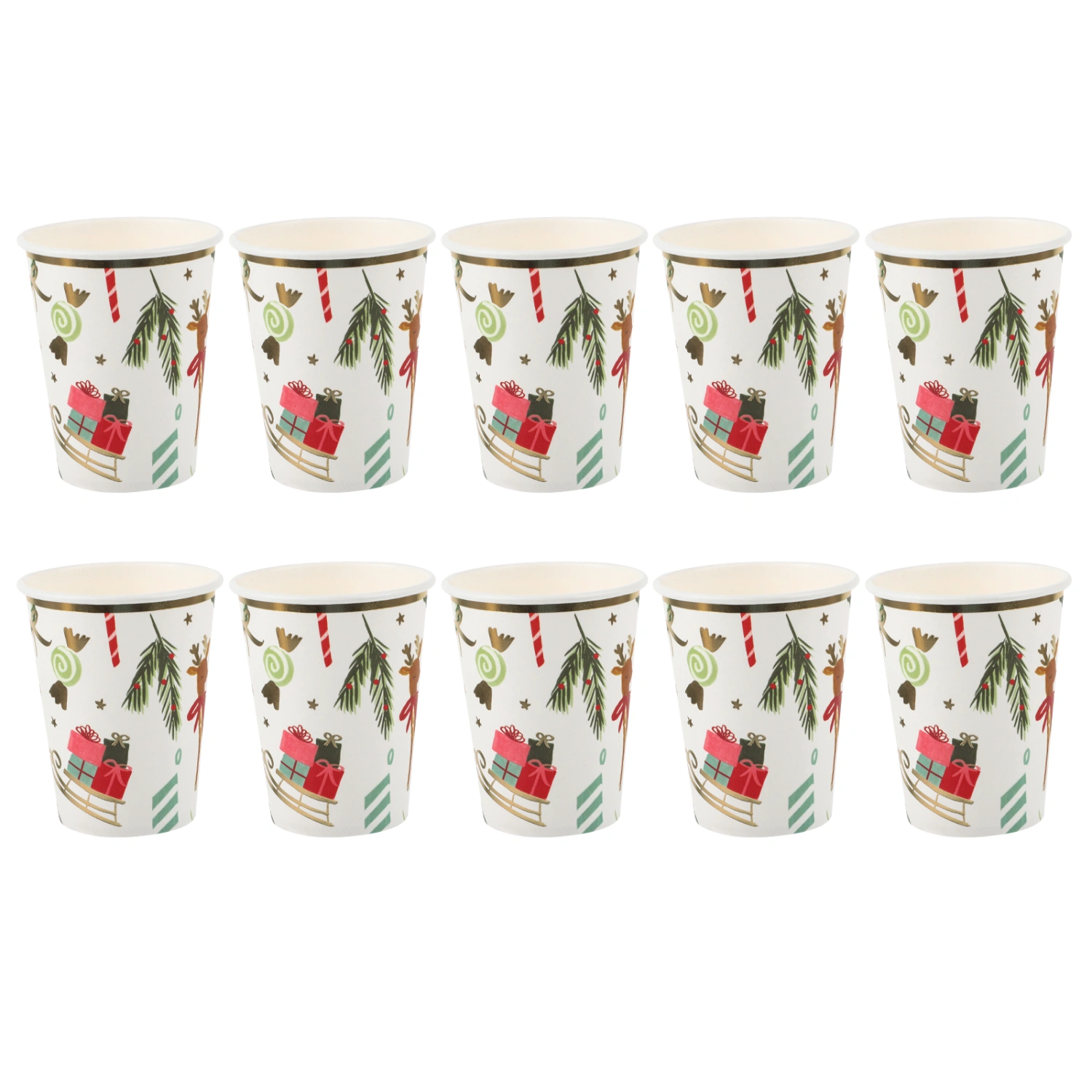 10pcs Christmas Theme Paper Cups Paper Water Cups Ice Cream Container Party Supplies