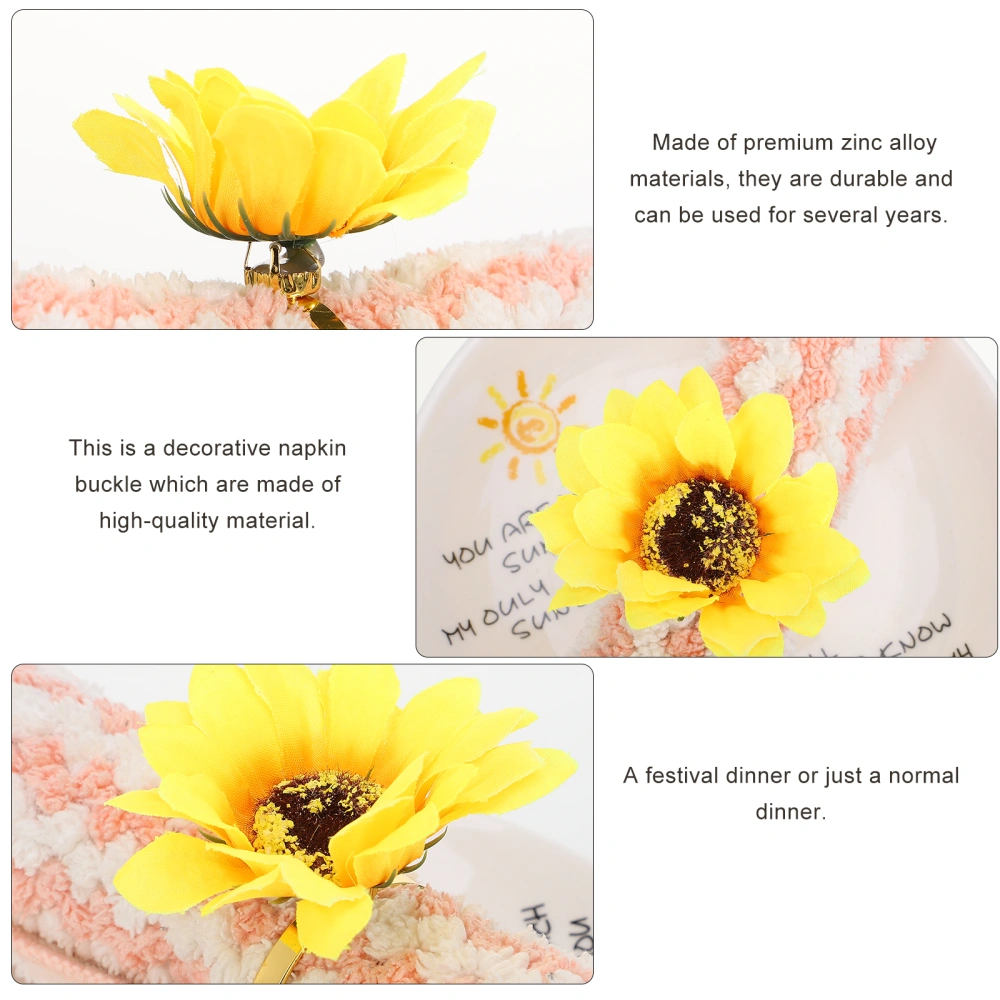 2Pcs Cloth Napkin Ring Sunflower Napkin Ring Creative Napkin Buckle for Home