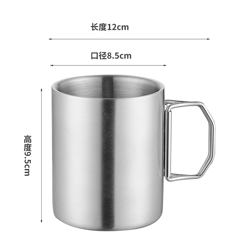  Stainless Steel Cup Folding Handle Cup for Travel Camping Backpacking