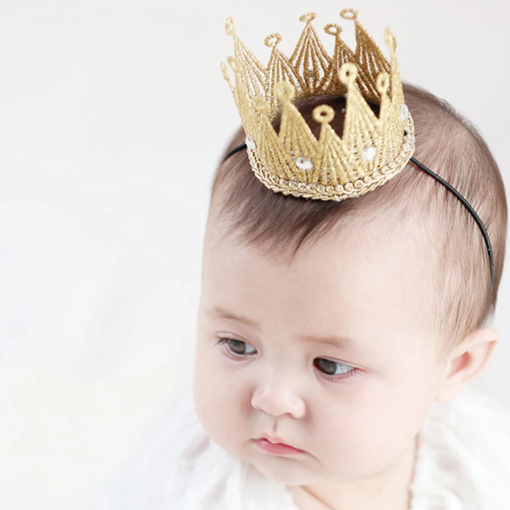 2Pcs Baby Girl Boy Photo Prop Crown Headband for Birthday Party Wedding Holiday