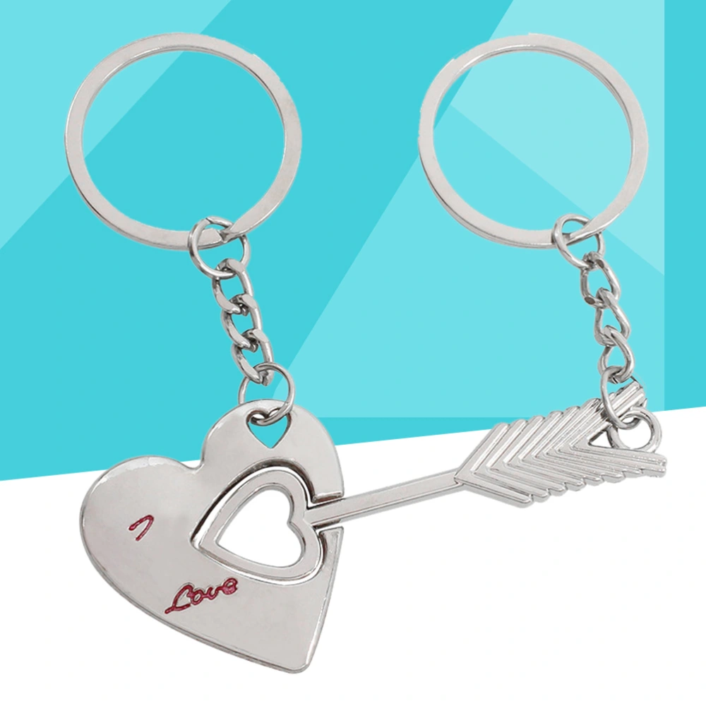 2 Pcs/Set Stylish Alloy Heart And Arrow Pendant Ring Keychain Charms Jewelry for Valentine Day Wedding Anniversary Birthday