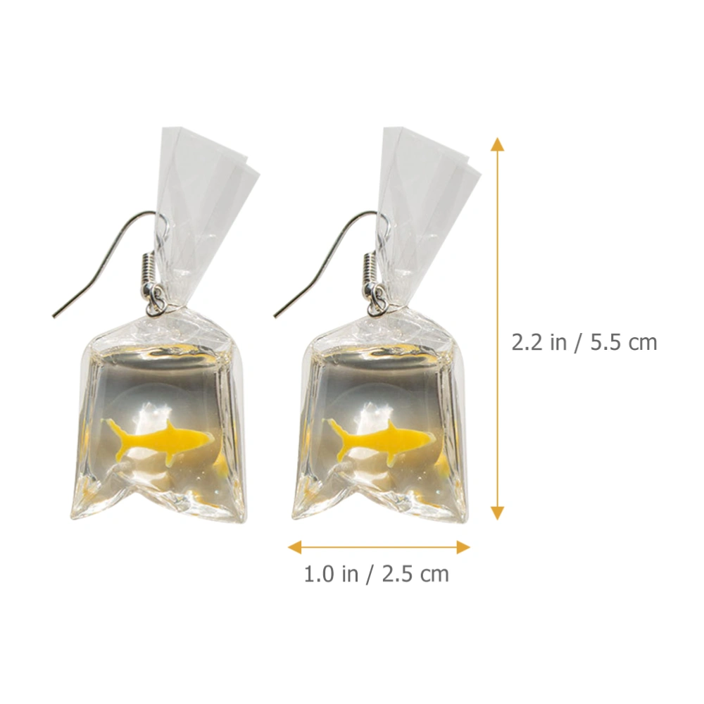 1 Pair Goldfish Water Bag Earrings Funny Earrings Drop Earrings Ear Accessory