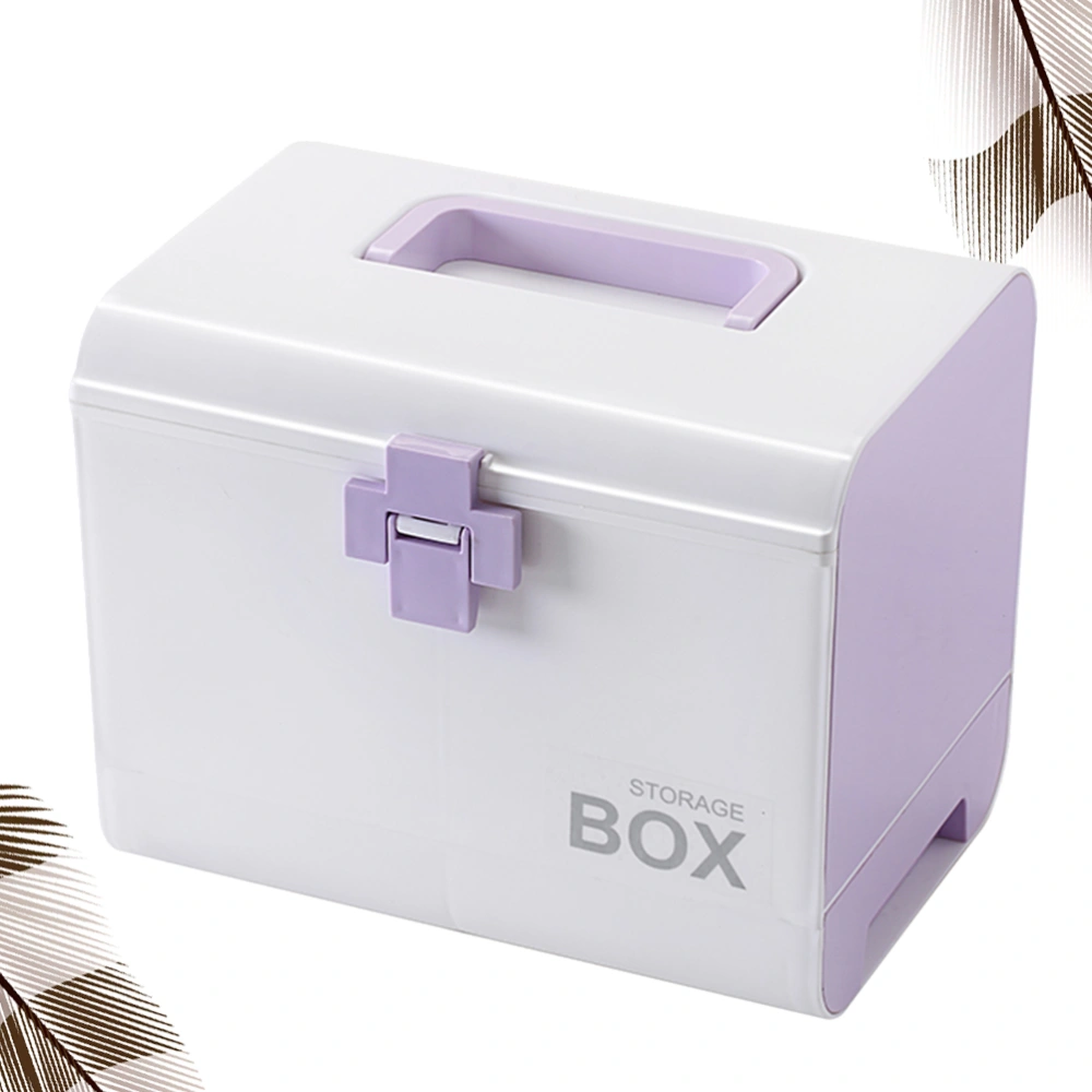 1PC Portable Medicine Box Pill Box Medication Chest Household Storage Box for Home Shop Outdoor (Purple)