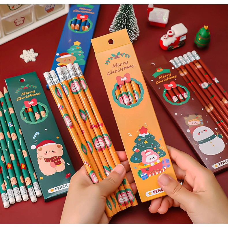 4 Boxes of Christmas Pencils Wood Pencils Convenient Pencils Eraser Tipped Pencils Favors