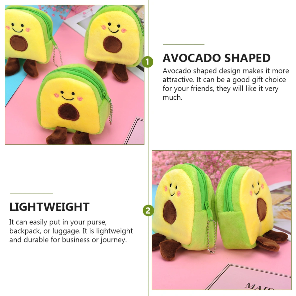 4pcs Avocado Shape Plush Purse Lovely Coin Bag Chic Change Purse for Girl