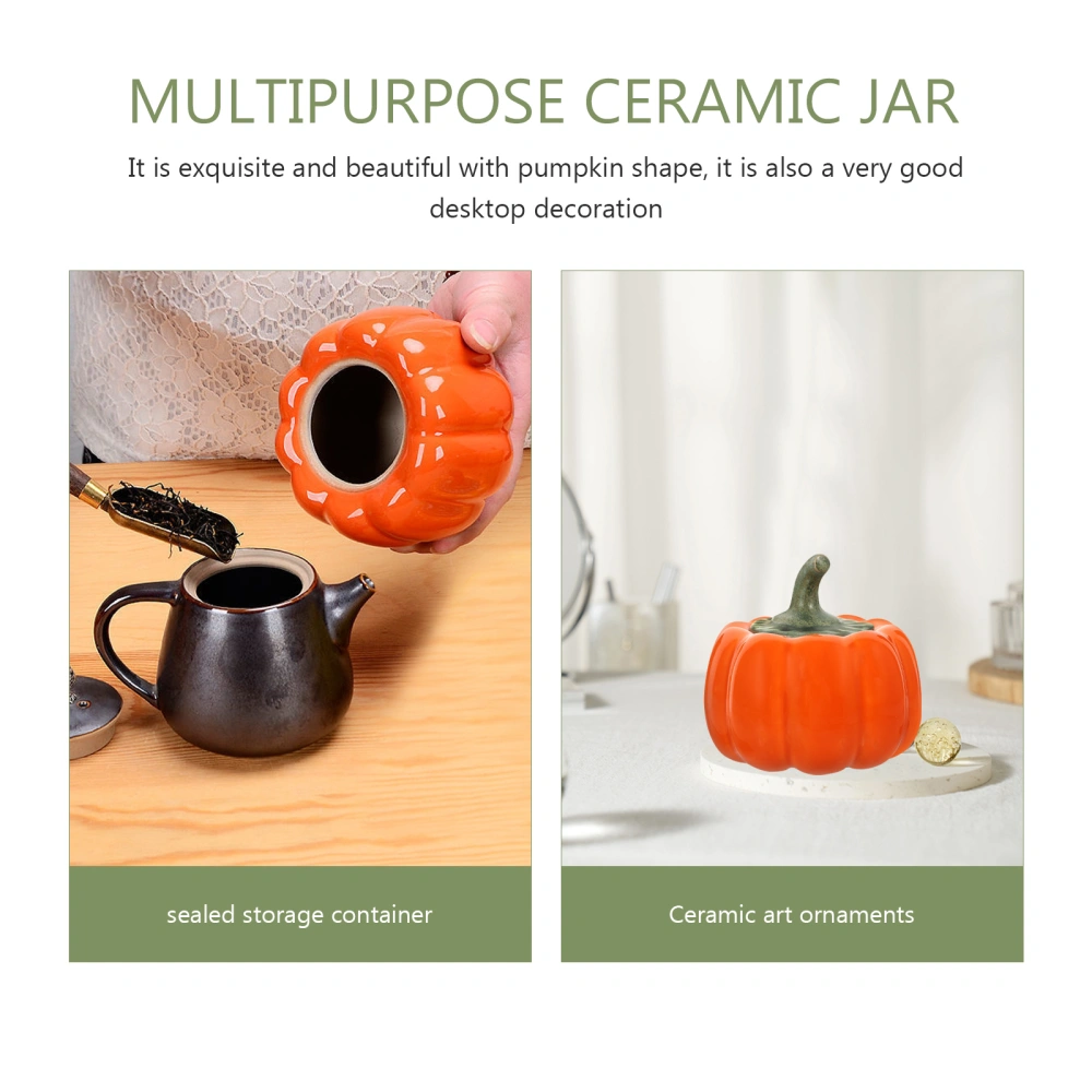 Ceramic Sugar Jar Pumpkin Shape Jar Bean Storage Jar Candy Canister Ceramic Sugar Holder